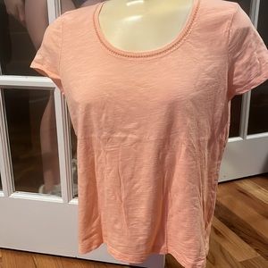 Talbots Peach/Salmon Scoop Neck Tee Petit Large